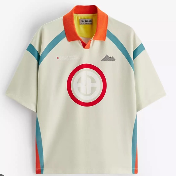 Zara Rhu Cream and Teal Graphic Jersey - Picture 1 of 1